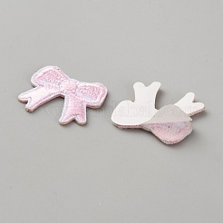 機械刺繍布地手縫い/アイロンワッペン  マスクと衣装のアクセサリー  アップリケ  蝶結び  パールピンク  20x23x2mm&nbsp;DIY-WH0888-489B