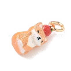 真鍮製エナメルペンダント  ゴールドカラー  犬のチャーム  17x8.5x9mm  穴：4mm&nbsp;LS-KK-CBAE20A-01E-G