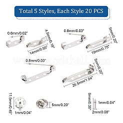 100Pcs 5 Style 304 Stainless Steel Pin Brooch Findings&nbsp;STAS-UN0045-21