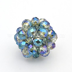 Half Plated Rondelle Transparent Glass Crystal Round Woven Beads&nbsp;GLAA-A034-6mm-D