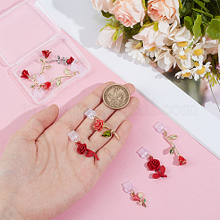 9 個のプラスチックモバイル防塵プラグ  合金エナメルペンダント付き  ゴールドカラー  花  レッド  31~48mm  9個/セット&nbsp;HJEW-OC00189