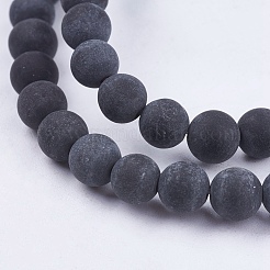 Natural Black Stone Bead Strands&nbsp;X-G-R193-01-8mm