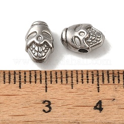 変色しない304ステンレススチールビーズ  スカル  ステンレス鋼色  8.5x5.5x5mm  穴：1.6mm&nbsp;STAS-K285-48P