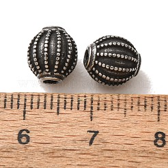304ステンレススチールビーズ  ストライプとドット柄の楕円形  アンティークシルバー  8x8.5mm  穴：2mm&nbsp;SA-CBA9DCB-32AS