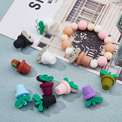 11Pcs 11 Colors Leaf Pot Food Grade Eco-Friendly Silicone Focal Beads&nbsp;SIL-FH0001-09