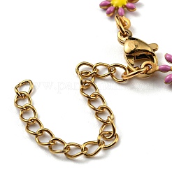 Ion Plating(IP) Golden 304 Stainless Steel Flower Link Chain Bracelets with Enamel&nbsp;BJEW-E088-02G