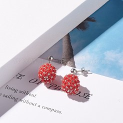 東方和種ビーズ ダングル スタッド ピアス  真鍮のピアスキャッチ  クリムゾン  28mm  ピン：0.8mm&nbsp;EJEW-JE04762-01