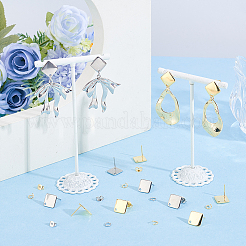 180個6スタイルのDIYイヤリング作り  304ステンレススチールスタッドピアス金具  ピアスキャッチ  オープン丸カン  本金メッキ&ステンレススチールカラー  13.5x13.5x1.4mm  辺の長さ：10x10mm  穴：1.5mm  ピン：0.8mm&nbsp;STAS-BBC0010-48