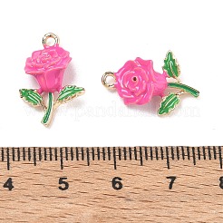 合金エナメルチャーム  バラの花のチャーム  ゴールドカラー  カメリア  19x13x6mm  穴：1.6mm&nbsp;AL-CBA1C50-03G-03