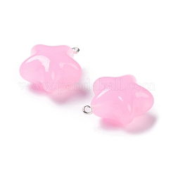 アクリルパーツ  シルバートーン合金ループ付き  スターのチャーム  パールピンク  25.5~26x23x12.5mm  穴：1.8mm&nbsp;OACR-G016-37A