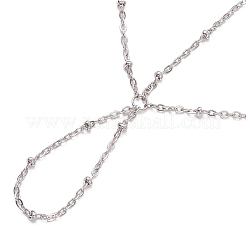 304ステンレススチールリングブレスレット  女性用304ステンレススチールアズキチェーンブレスレット  CCBプラスチックラウンドチャーム付き  ステンレス鋼色  6-3/8インチ（16.1cm）&nbsp;BJEW-JB11486-02