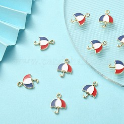合金エナメルチャーム  カドミウムフリー＆ニッケルフリー＆鉛フリー  傘  ライトゴールド  カラフル  16x12x2mm  穴：1.6mm&nbsp;ENAM-YW0002-23