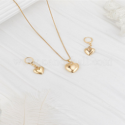 女性用亜鉛合金ハートフープピアス＆ペンダントネックレスセット  ゴールドカラー  443mm&nbsp;SJEW-LP0001-13