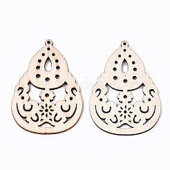 Undyed Natural Hollow Wooden Big Pendants&nbsp;WOOD-N007-109