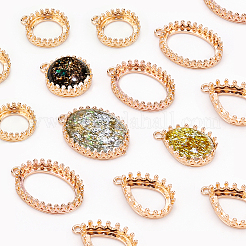 12Pcs 3 Styles Brass Open Back Bezel Pendant Cabochon Settings&nbsp;KK-FH0003-42