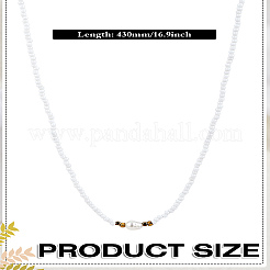 1Pc Rice Natural Pearl & Glass Seed Beaded Necklaces for Women&nbsp;NJEW-LP0007-01B