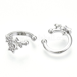 Brass Micro Pave Clear Cubic Zirconia Cuff Earrings&nbsp;EJEW-T046-23P-NF