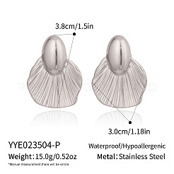ヨーロピアンスタイルの304ステンレススチール製スタッドピアス  フィッシュテール付きの楕円形  プラチナ  38x30mm&nbsp;NP2336-3