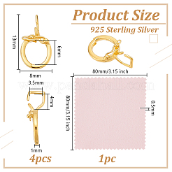 4Pcs Rhodium Plated 925 Sterling Silver Twister Clasps&nbsp;STER-OC0001-03G