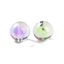 UVメッキレインボー虹色アクリルビーズ  二層ビーズ  ラウンド  15mm  穴：2.5mm&nbsp;OACR-H112-16D
