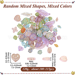 透明アクリルビーズ120g  ライン入り  混合図形  ミックスカラー  7.5~22.5x7.5~21x5.5~13mm  穴：1.2~5.5mm&nbsp;MACR-PA0001-72A