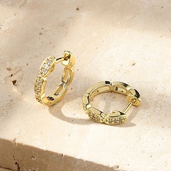 Oval Brass Micro Pave Clear Cubic Zirconia Hoop Earrings&nbsp;EJEW-D311-029G