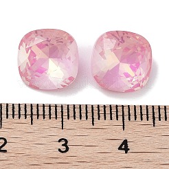 ガラスラインストーンカボション  ポイントバック＆バックメッキ  多面カット  正方形  ライトローズ  10x10x5mm&nbsp;RGLA-G020-03D-123AM