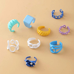 Alloy & Plastic Pearl Cuff Open Rings Set for Girls&nbsp;WG6D6E4-01