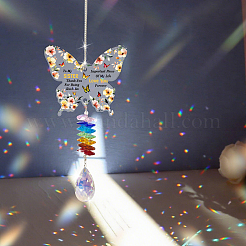 Glass Teardrop Hanging Suncatchers&nbsp;HJEW-WH0201-018