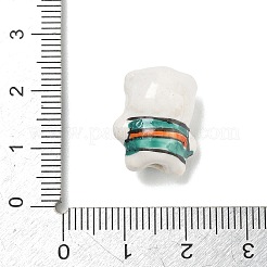 手作りの陶器ビーズ  動物のテーマ  手描き  ファミーユは磁器バラ  ホワイト  豚  17.5x14x10mm  穴：2mm&nbsp;PR-CBA7C1A-01H