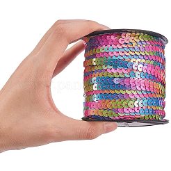 ペットプラスチックパレットビーズ  スパンコールロール  キラキラパウダーとスプール付き  装飾アクセサリー  フラットラウンド  カラフル  6mm  約100ヤード/ロール&nbsp;PVC-PH0001-17