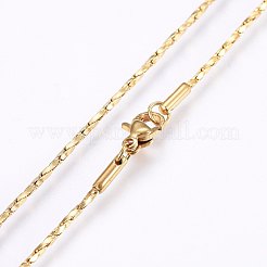 304ステンレススチールボストンリンクチェーンネックレス  カニカン付き  ゴールドカラー  16.9インチ（43cm）  1.4mm&nbsp;NJEW-F221-10G-B