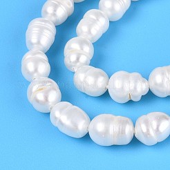 天然養殖淡水パールビーズ連売り  ライス  乳白色  5~7.5x4.5~5mm  穴：0.4~0.5mm  約55~58個/連  13.98~14.17''（35.5~36センチメートル）&nbsp;PEAR-T006-19A