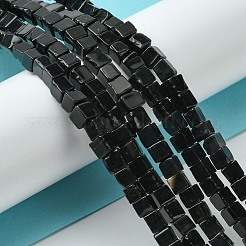 ナチュラルブラックオニキスビーズ連売り  染め＆加熱  キューブ  4~4.5x4~4.5x4~4.5mm  穴：1mm  約93個/連  15.47''（39.3センチメートル）&nbsp;G-D067-G01