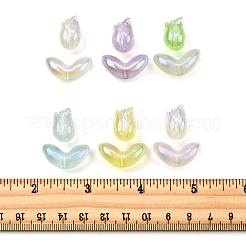 48 個 2 スタイル UV メッキ透明アクリルビーズ  蓄光ビーズ  虹色の  チューリップ＆リーフ  ミックスカラー  12~16x11.5~23.5x9~12mm  穴：2.5~2.8mm  24個/スタイル&nbsp;SACR-FS0001-36