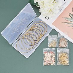 DIYジュエリーセット  合金エナメルチャーム付き  鉄のバングル作り＆アズキチェーンネックレス作り＆ピアスフック  ゴールドカラー&nbsp;DIY-CA0001-05