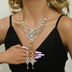 Zinc Alloy Rhinestone Dangle Earrings & Bib Necklaces Sets for Women&nbsp;FS-WGB2FE8-01
