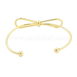 Brass Bowknot Cuff Bangles for Women&nbsp;BJEW-Z072-03G-05