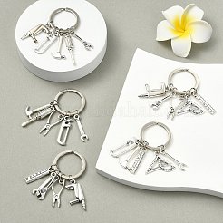ツール合金ペンダント装飾5個  鉄のリング付き  アンティークシルバー＆プラチナ  50~55mm&nbsp;KEYC-CJ00010