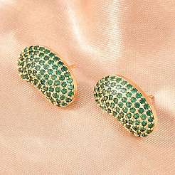 Brass Micro Pave Cubic Zirconia Stud Earrings&nbsp;EJEW-K324-09G-03