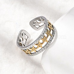 Adjustable 304 Stainless Steel Cuff Rings for Women&nbsp;RJEW-B150-01GP-09