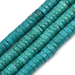天然マグネサイトビーズ連売り  染め＆加熱  ディスク  ヒシビーズ  ミディアムターコイズ  8x3mm  穴：1.2mm  約118個/連  14.96''（38センチメートル）&nbsp;G-Z143-G01-03