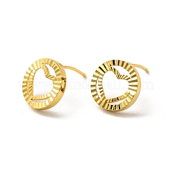 Rack Plating Brass Hollow Out Heart Stud Earrings for Women&nbsp;EJEW-F288-19