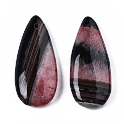 天然ブラジルの瑪瑙ペンダント  染め＆加熱  ティアドロップ  インディアンレッド  39~40x17~18x6~7mm  穴：1.5mm&nbsp;X-G-S364-099A