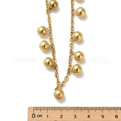 304 Stainless Steel Round Ball Tassel Cable Chain Necklaces for Women&nbsp;NJEW-C088-02G