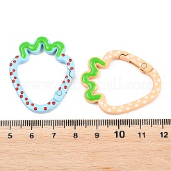 合金プッシュ式リングカン  エナメル  苺  ミックスカラー  38x31x4.5mm&nbsp;FIND-C091-03
