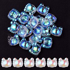 透明な電気メッキガラスビーズ  ABカラーメッキ  カニ  クリアAB  13x14x6.5mm  穴：1mm&nbsp;GLAA-YW0003-08