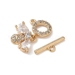 Brass Micro Pave Clear Cubic Zirconia Toggle Clasps&nbsp;KK-G531-06G