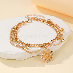 Flower Alloy Charm Chain Tassel Anklets for Women&nbsp;FS-WGA4657-02