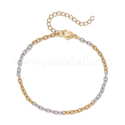 女性用304ステンレススチールアズキチェーンブレスレット2個  ゴールデン·ステンレス鋼色  長さ7-1/2インチ(19cm)+50mmエクステンダー&nbsp;BJEW-JB11725
